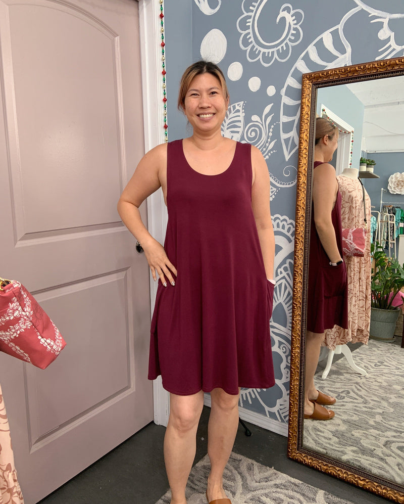 19th and Whimsy Dress one size / Burgundy Pixie Pocket Dress Comfy Clothing Styles | Pixie Pocket Dress  Valia Honolulu