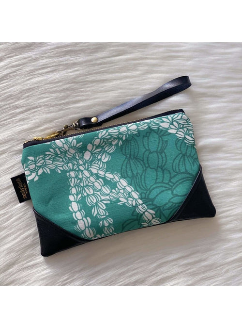 Sandy Feet Hawaii Handbag Mini Clutch w/Leather Strap in Peacock Sandy Feet Hawaii Crossbody | Valia Honolulu Valia Honolulu