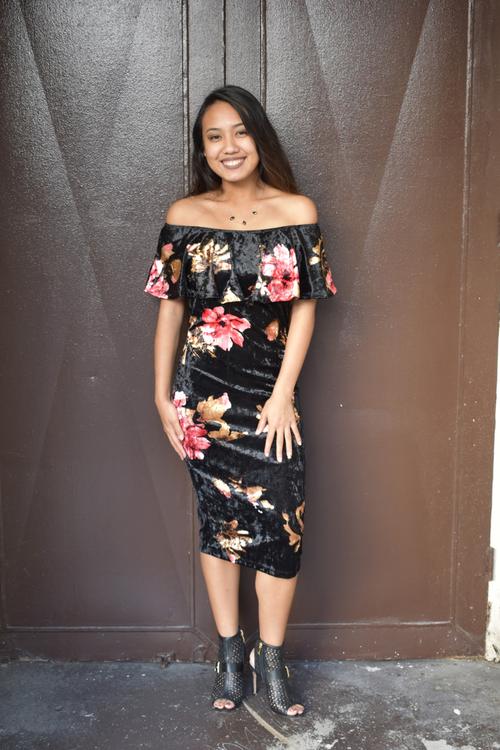 Anya Velvet Off the Shoulder Dress - Valia Honolulu