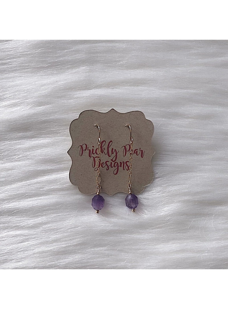 Prickly Pear Designs Jewelry 14k GF Amethyst Barrel Earrings 14k GF Amethyst Barrel Earrings | Unique Handmade Gemstone Jewelry | Valia Ho Valia Honolulu